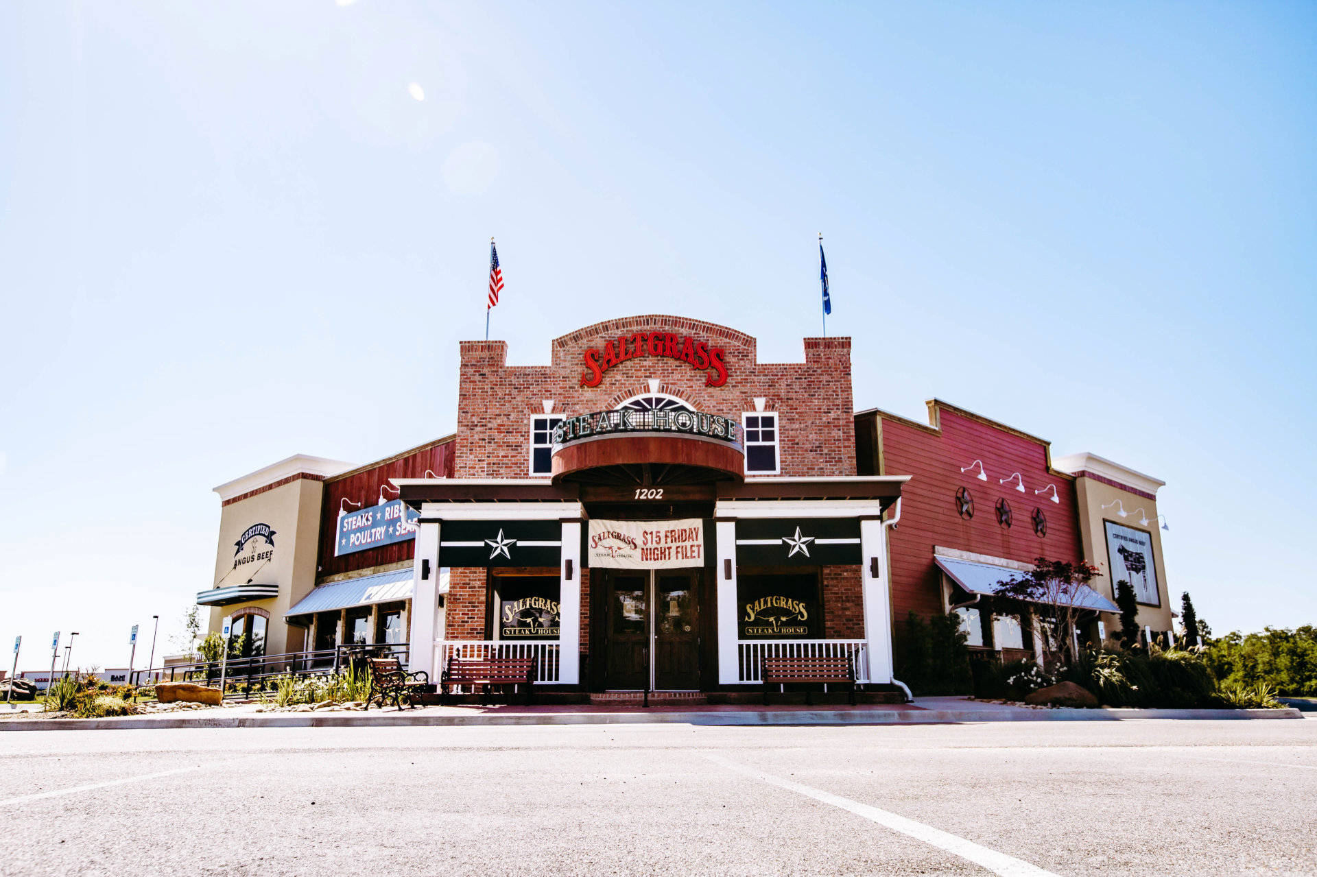 Saltgrass steakhouse building built with our products and services.